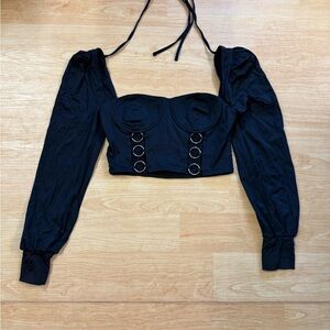 POSTER GIRL Black Crop Top with Long Sleeves